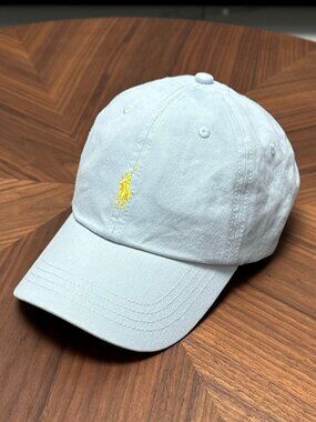 Polo by Ralph Lauren Pale Blue Cotton Baseball Cap with Yellow Pony